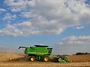 combine harvesting crops traffic safety