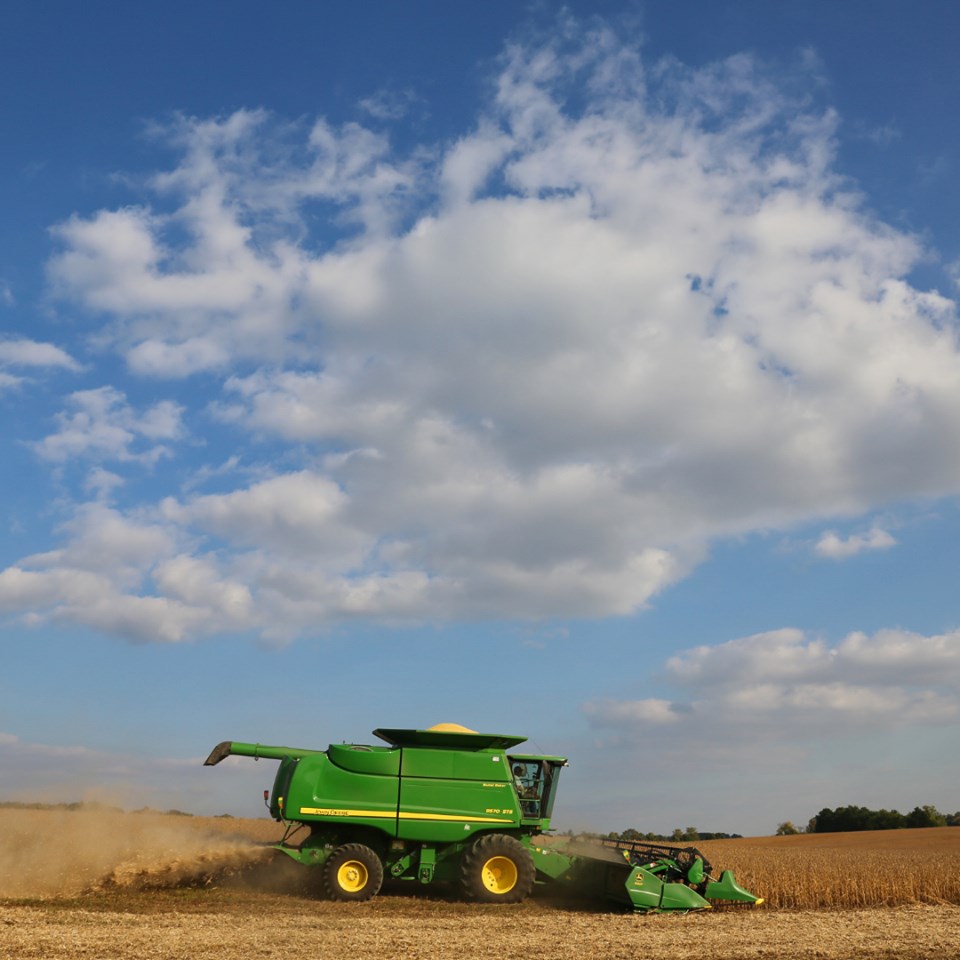 A combine during harvest season